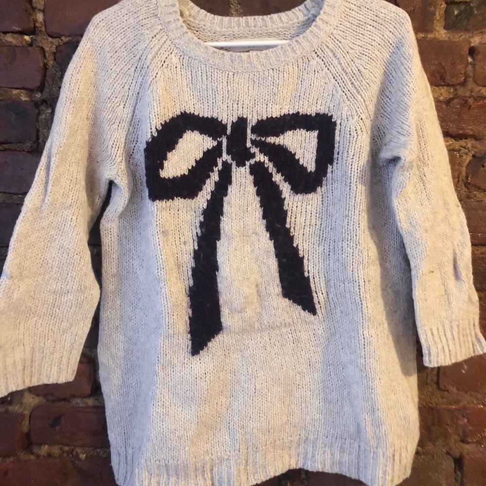 Loft Graphic Print Bow Sweater